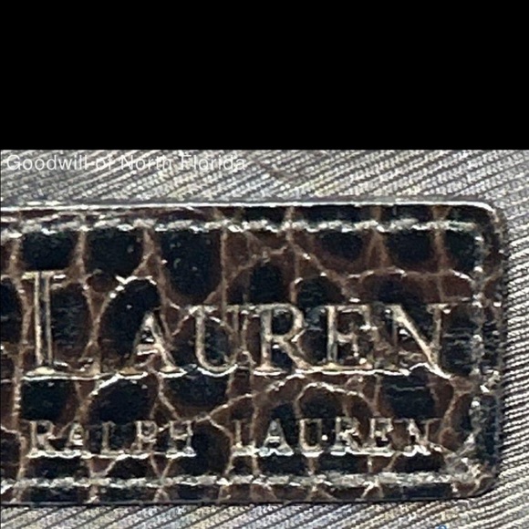 Lauren Ralph Lauren Brown Croc Embossed Tote Bag Patent Trim Large Shoulder Bag - Picture 2 of 6